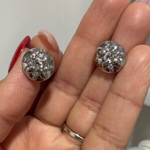 Elegant Silver Floral Stud Earrings